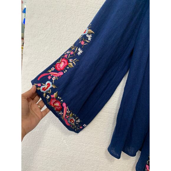 Market & Spruce Stitch Fix LINEN Floral Embroidered Cardigan Size 1X NEW - Picture 3 of 8